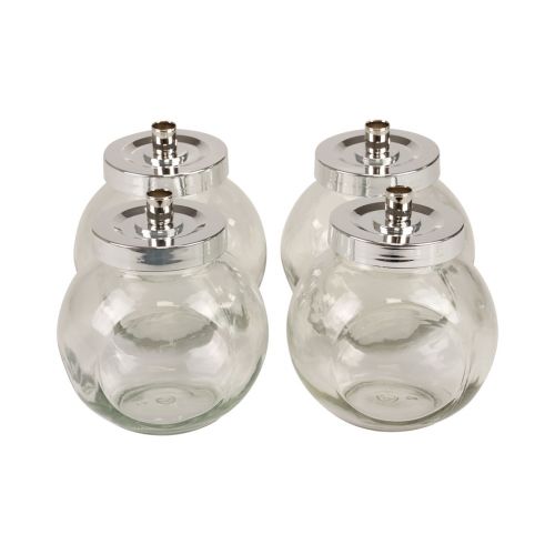 Floristik24 Candlestick Glass Metal Candle Holder Silver Ø10.5cm 4 pcs