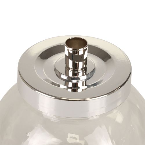 Product Candlestick Glass Metal Candle Holder Silver Ø10.5cm 4 pcs