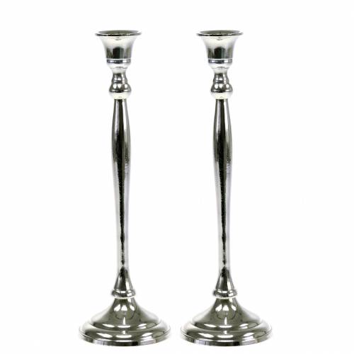 Floristik24 Candlestick silver set of 2 H27cm