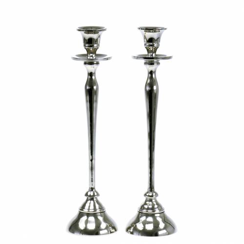 Floristik24 Candlestick silver set of 2 H29cm
