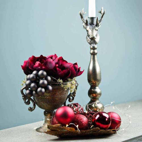 Floristik24 Candlestick deer head silver antique Ø13cm H40cm