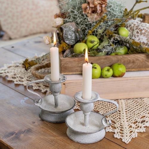 Product Candlestick metal candlestick handle white grey 12.5cm