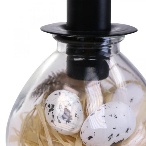 Floristik24 Candlestick Black Candlestick Glass Easter Decoration H11cm