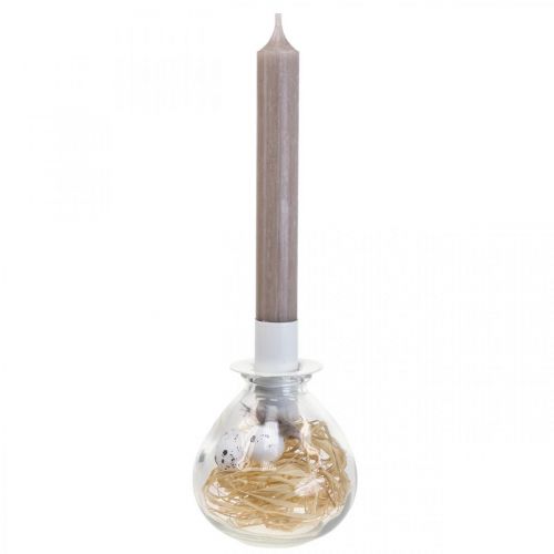 Floristik24 Candlestick White Candlestick Glass Easter Decoration H11cm