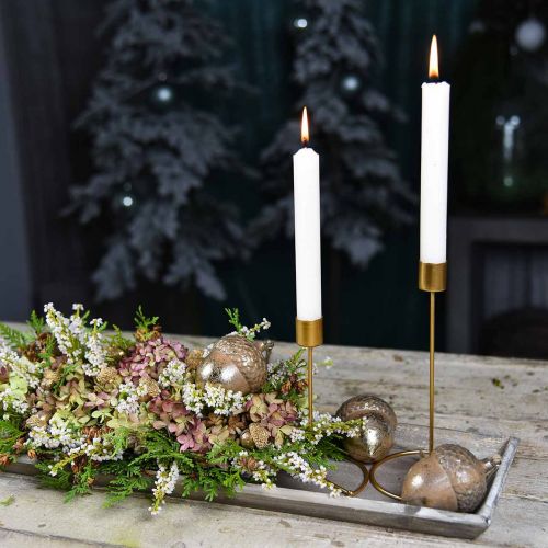 Floristik24 Candlestick gold table decoration metal for stick candle Ø10cm H15cm