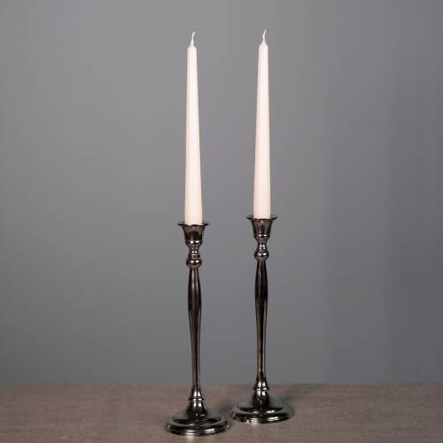 Product Candlestick silver set of 2 H27cm