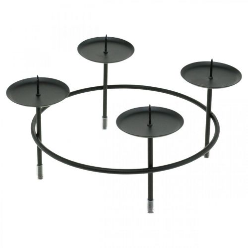 Product Candlestick for 4 candles black metal Advent wreath Ø18.5cm 2pcs