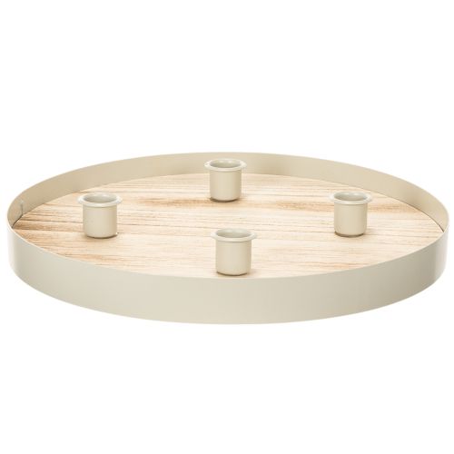 Round wooden candle tray for four taper candles, 30cm buy online | Floristik24.ie