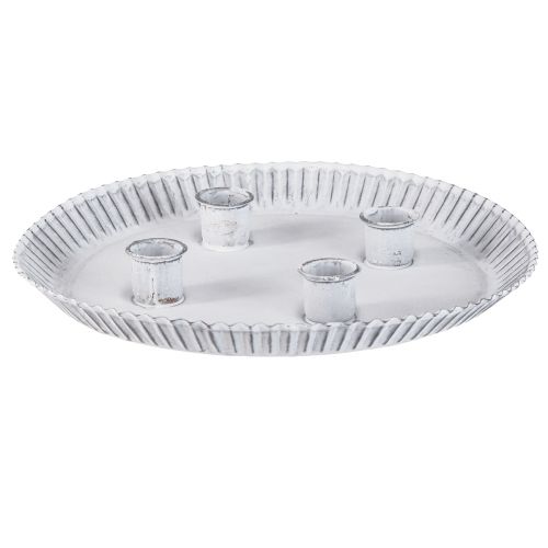 Product Candle plate cake tin with 4 candle holders white Ø25cm
