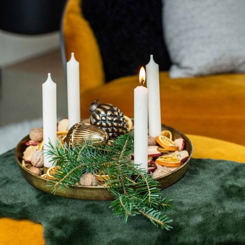 Floristik24 Candle plate, Advent wreath bowl, Christmas decoration golden antique look Ø30cm