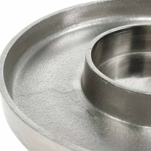 Floristik24 Silver clay candle plate Ø20cm