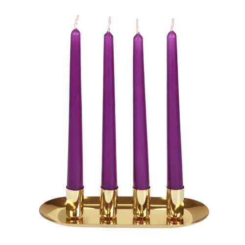 Product Metal candle plate, taper candle holder, gold, 23x9x4.5cm