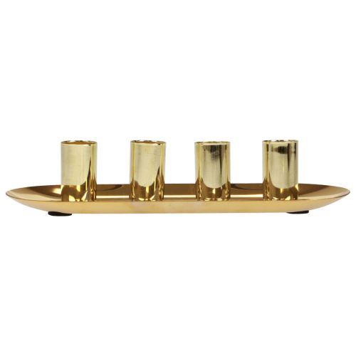 Product Metal candle plate, taper candle holder, gold, 23x9x4.5cm
