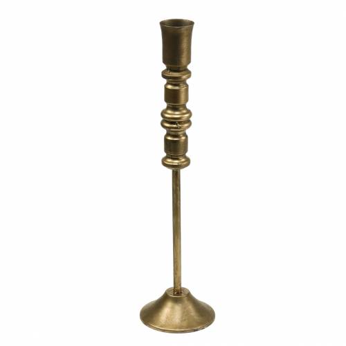 Vintage style candle holder brass colored metal Ø12.5cm H49cm