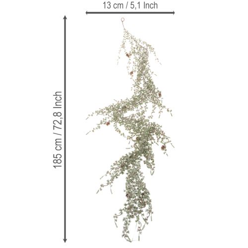 Artificial garland with pine cones and needle branches for decoration, 185cm | Floristik24.ie