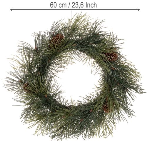 Artificial pine branch wreath with cones 60 cm | Floristik24.ie