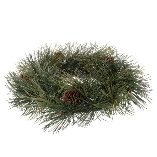 Artificial pine branch wreath with cones 60 cm | Floristik24.ie