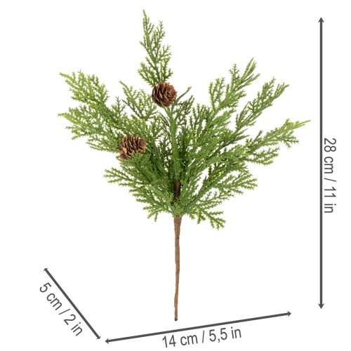 Artificial pine branch with cones, 28cm, 6 pieces | Floristik24.ie
