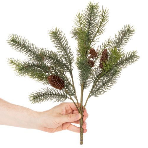 Artificial fir branch with cone decoration, 41cm | Floristik24.ie