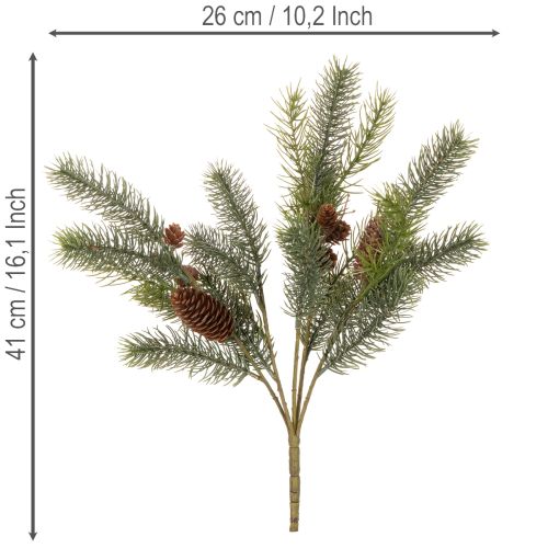 Artificial fir branch with cone decoration, 41cm | Floristik24.ie