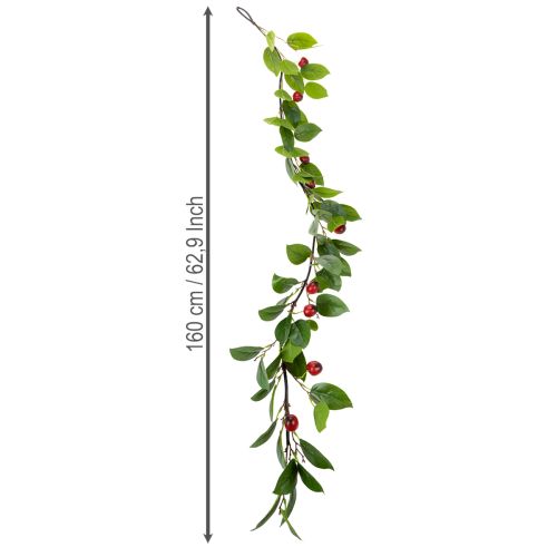 Product Artificial garland with cherries. Perfect for natural room decoration. Floral look. 160cm.