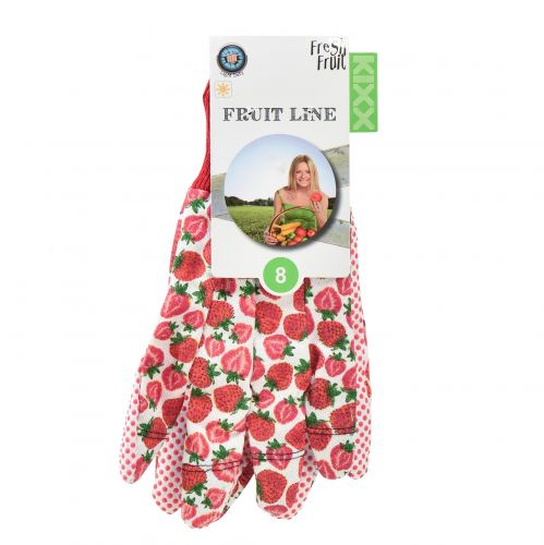 Product Kixx gardening gloves strawberry motif white red size 8