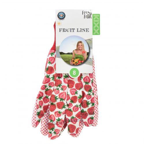 Floristik24 Kixx Gardening Gloves Strawberry Motif White Red Size 8