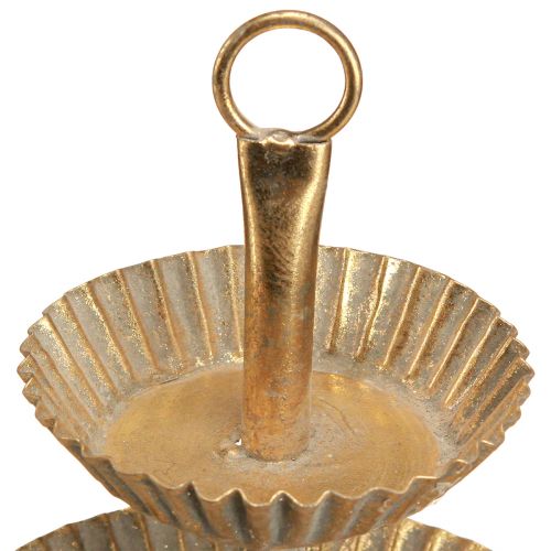 Floristik24 Small metal etagere 2-tier antique gold Ø13cm H16.5cm