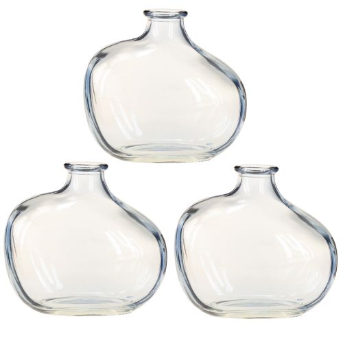 Product Small glass vase clear modern mini vase glass blue 11×6×10cm 3pcs