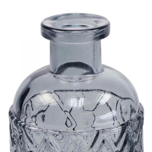 Floristik24 Small glass vase vase diamond pattern glass blue gray H12.5cm 6pcs