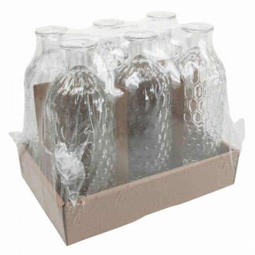 Floristik24 Small glass vase vase honeycomb look decorative vase glass H20cm 6pcs