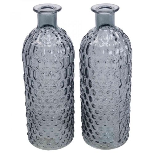 Floristik24 Small glass vase vase honeycomb glass blue gray H20cm 6pcs