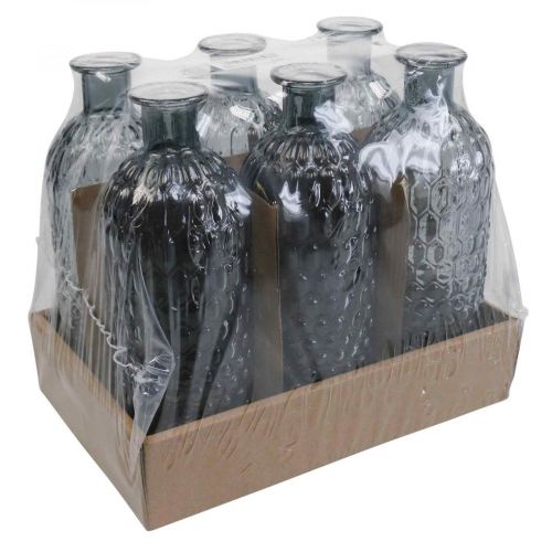 Floristik24 Small glass vase vase honeycomb glass blue gray H20cm 6pcs