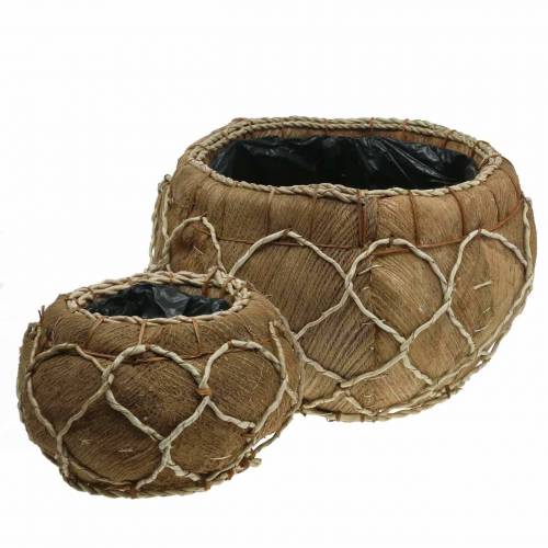 Planter coconut nature Ø37 / 24cm, set of 2