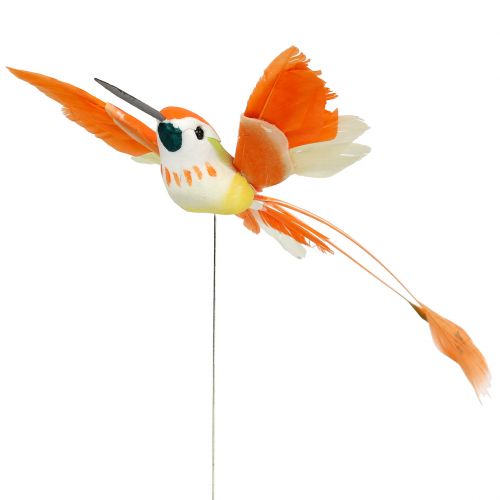 Floristik24 Hummingbird on wire to stick pink, orange 17cm 6pcs