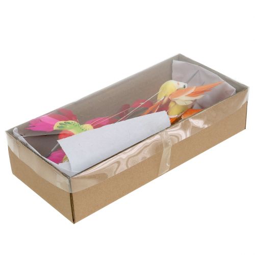 Floristik24 Hummingbird on wire to stick pink, orange 17cm 6pcs