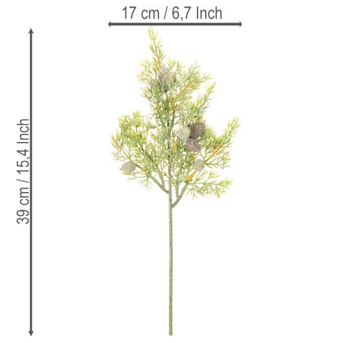 Artificial conifer branch with cones as artificial table decoration, 39cm, 4 pieces | Floristik24.ie