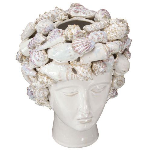 Floristik24 Ceramic Head Vase with Shells – Mediterranean Decorative Bust for Plants &amp; Flowers 25cm