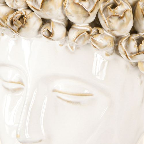 Product Head Vase Ceramic Vase with Roses White Brown Ø19cm H2.5cm