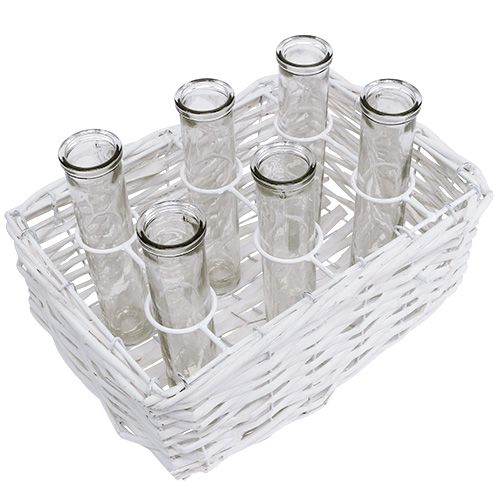 Product Square white basket with 6 test tubes 16cm x 17.5cm