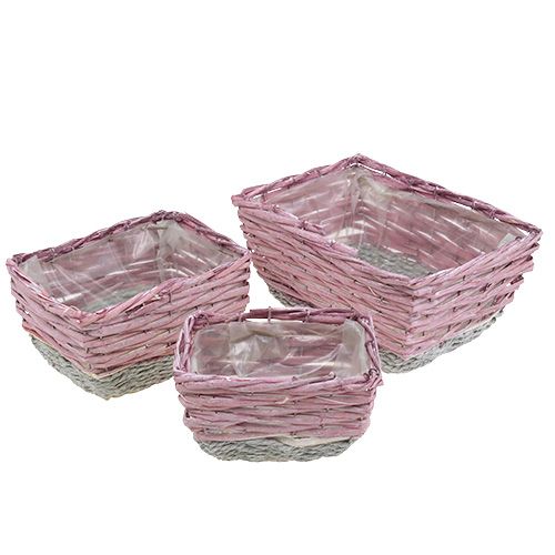 Floristik24 Square basket, set of 3 pink-natural