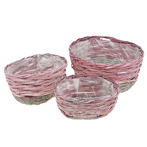 Floristik24 Oval basket set of 3 pink, natural