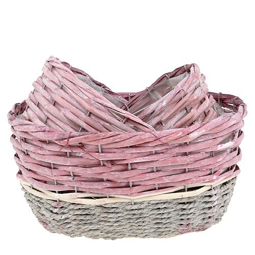 Floristik24 Oval basket set of 3 pink, natural