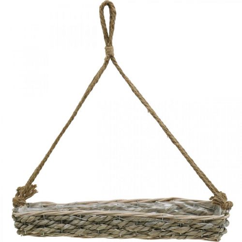 Product Basket for hanging, hanging basket, planter braided natural color, washed white L43.5cm