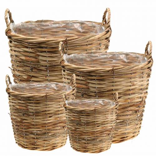 Floristik24 Wicker basket with handles brown Ø48 / 43/37 / 33cm set of 4 planter decoration