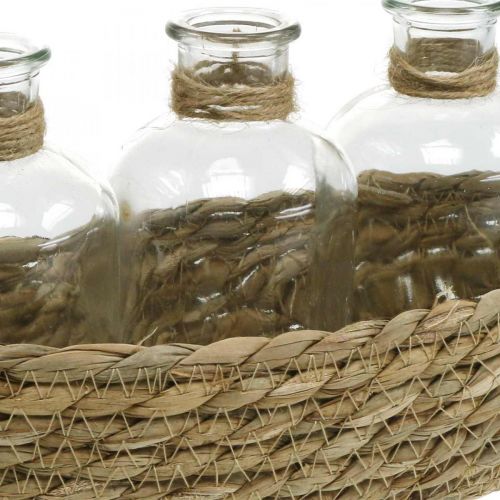 Product Decorative basket with 3 bottles table decoration seagrass natural 22×11.5×14cm
