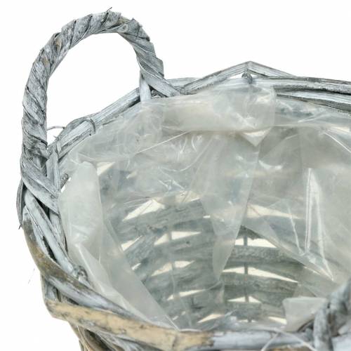 Product Wicker basket gray white Ø15.5cm high 10cm with handle