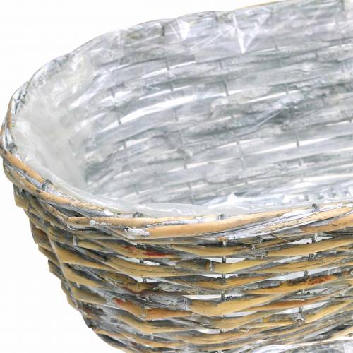 Product Planting basket, oval, natural, washed white 37/43 / 49cm, set of 3