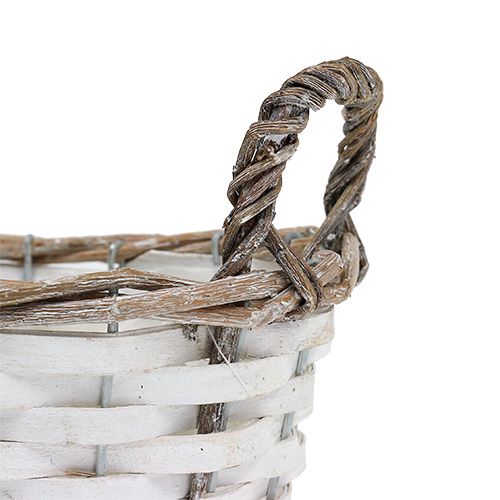 Floristik24 Basket with handles oval natural, white 20 x 14cm