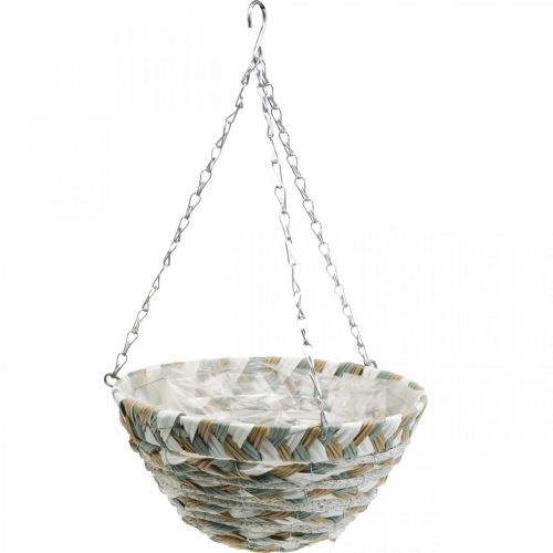 Product Plant basket for hanging, flower basket braided white, grey, natural H16cm Ø30cm